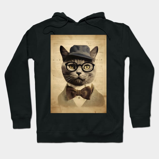 Lawyer of Catsland - Vintage Cat in Suit Hoodie by Art-Jiyuu